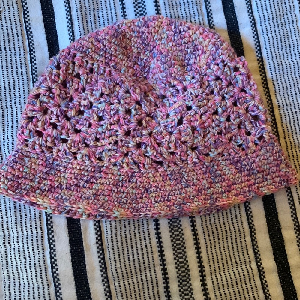 Rainbow crochet bucket hat